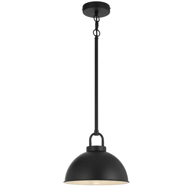 EMERSON Black Iron 25cm Dome Rod E27 Pendant