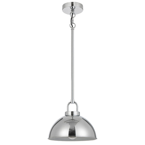 EMERSON Chrome Iron 25cm Dome Rod E27 Pendant
