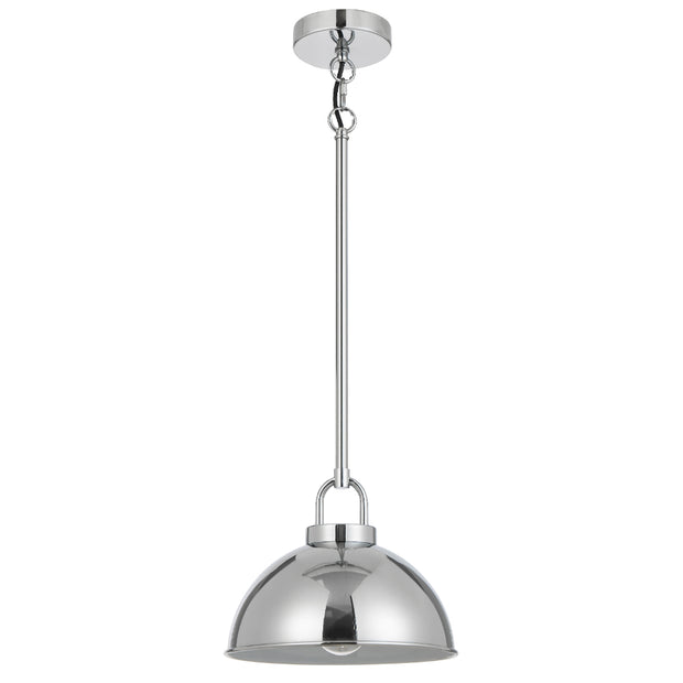EMERSON Chrome Iron 25cm Dome Rod E27 Pendant