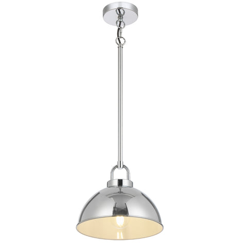 EMERSON Chrome Iron 25cm Dome Rod E27 Pendant