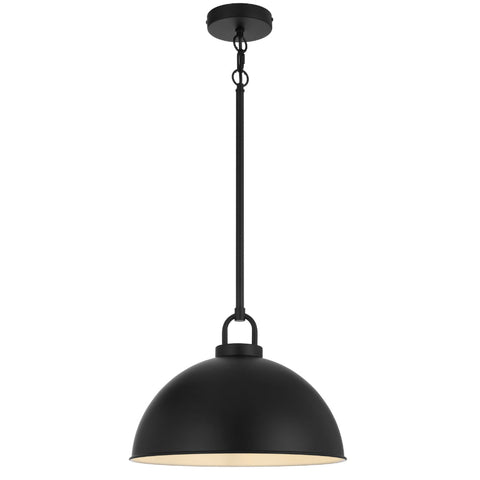 EMERSON Black Iron 35cm Dome Rod E27 Pendant