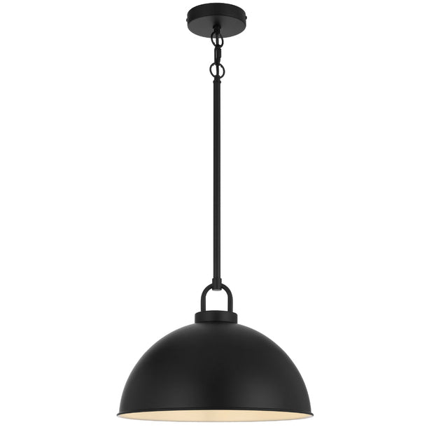 EMERSON Black Iron 35cm Dome Rod E27 Pendant