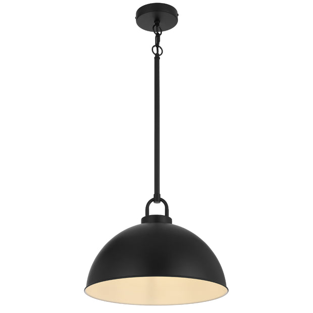 EMERSON Black Iron 35cm Dome Rod E27 Pendant