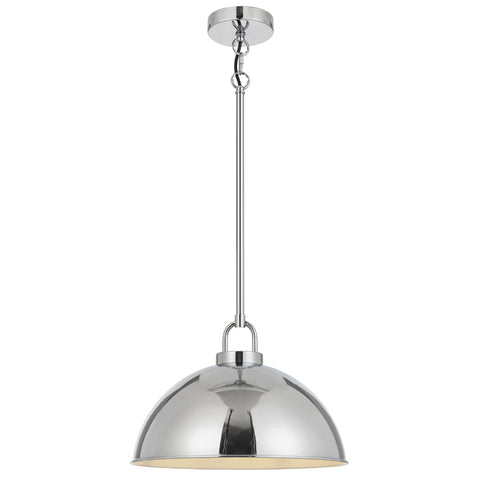 EMERSON Chrome Iron 35cm Dome Rod E27 Pendant