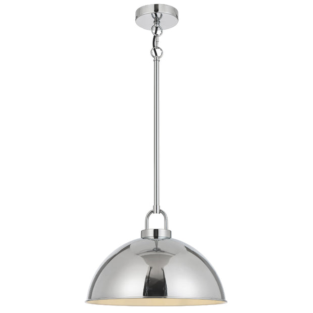 EMERSON Chrome Iron 35cm Dome Rod E27 Pendant