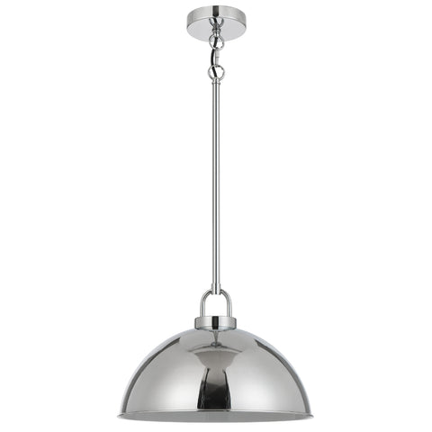 EMERSON Chrome Iron 35cm Dome Rod E27 Pendant