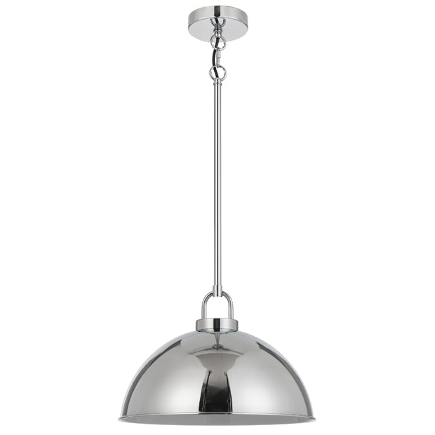 EMERSON Chrome Iron 35cm Dome Rod E27 Pendant