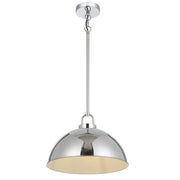 EMERSON Chrome Iron 35cm Dome Rod E27 Pendant