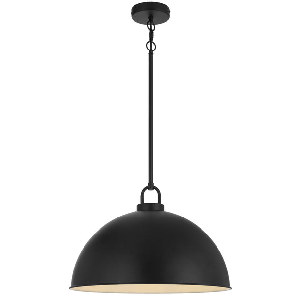 EMERSON Black Iron 45cm Dome Rod E27 Pendant