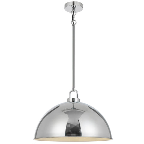 EMERSON Chrome Iron 45cm Dome Rod E27 Pendant