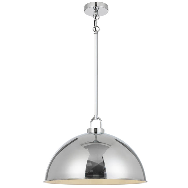 EMERSON Chrome Iron 45cm Dome Rod E27 Pendant