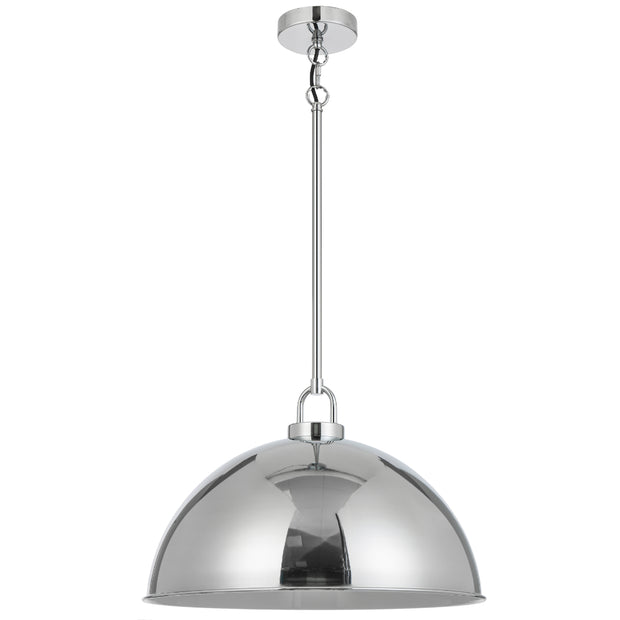 EMERSON Chrome Iron 45cm Dome Rod E27 Pendant