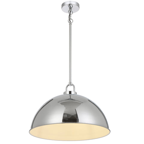 EMERSON Chrome Iron 45cm Dome Rod E27 Pendant