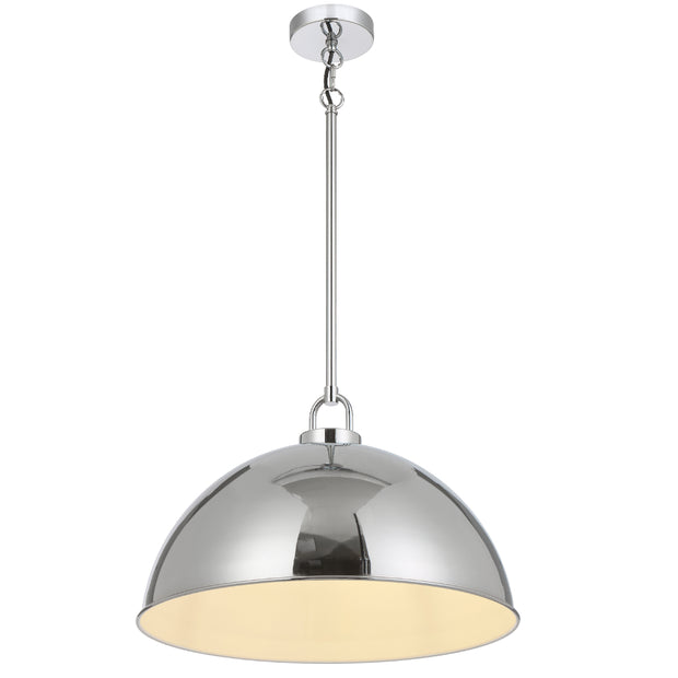 EMERSON Chrome Iron 45cm Dome Rod E27 Pendant