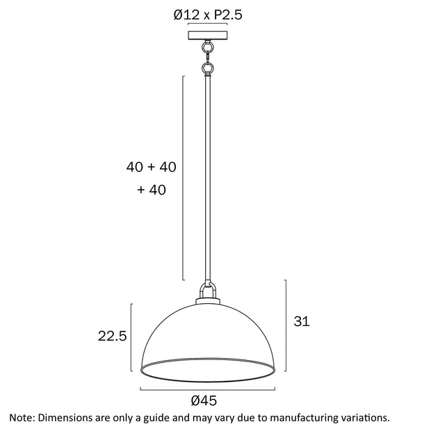 EMERSON Nickel Iron 45cm Dome Rod E27 Pendant