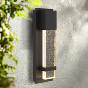 Estrada 10W 3000K LED IP44 Exterior Wall Light Black Sand with Seed Glass