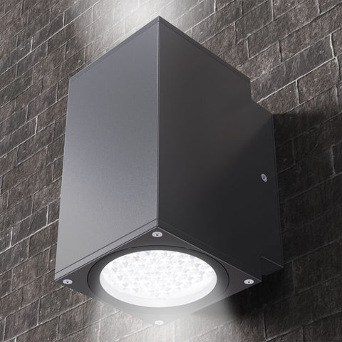 Arbor 40w-20w CCT LED 60Deg Black Up/Down Square IP66 Commerical Wall Light