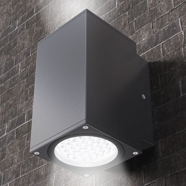 Arbor 40w-20w CCT LED 60Deg Black Up/Down Square IP66 Commerical Wall Light