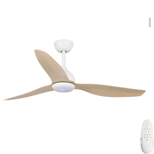 Eco Style 52 DC Ceiling Fan White with Beechwood Blades and LED Light
