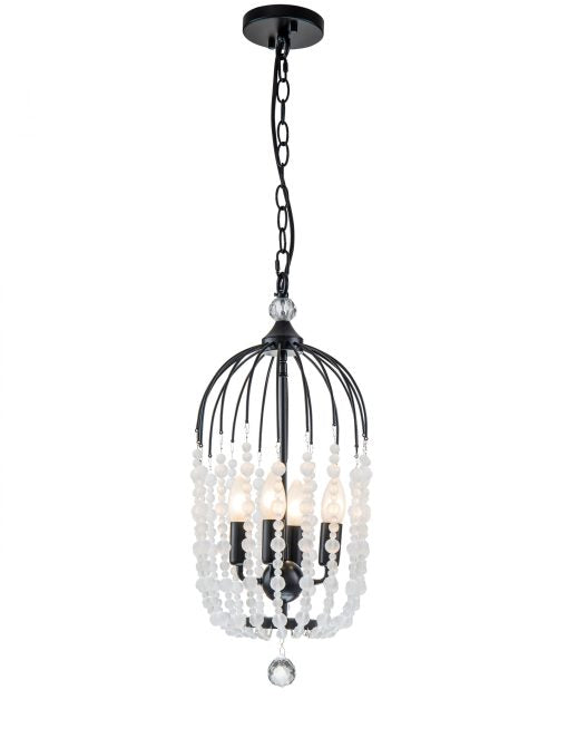 Evelyn 4lt Pendant Black and Frosted Crystal 24cm
