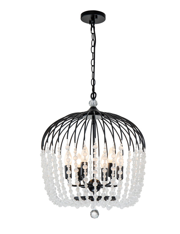 Evelyn 6lt Pendant Black and Frosted Crystal 48cm
