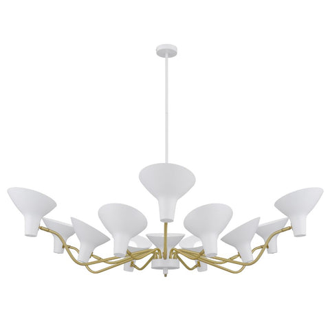 Farbon 12lt Pendant White and Brass