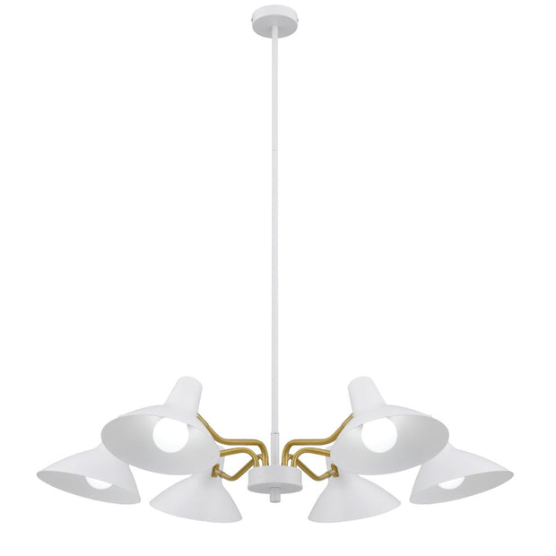 Farbon 6lt Pendant White and Brass