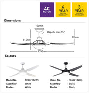 Clare 53 Ceiling Fan White 2 x B22 light