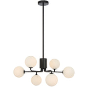 Felton 6lt Pendant Black with Opal Matt Glass