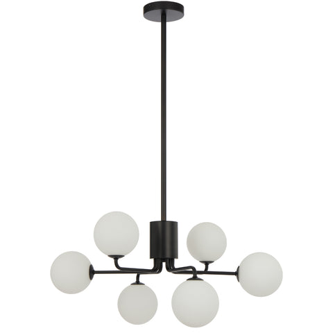 Felton 6lt Pendant Black with Opal Matt Glass