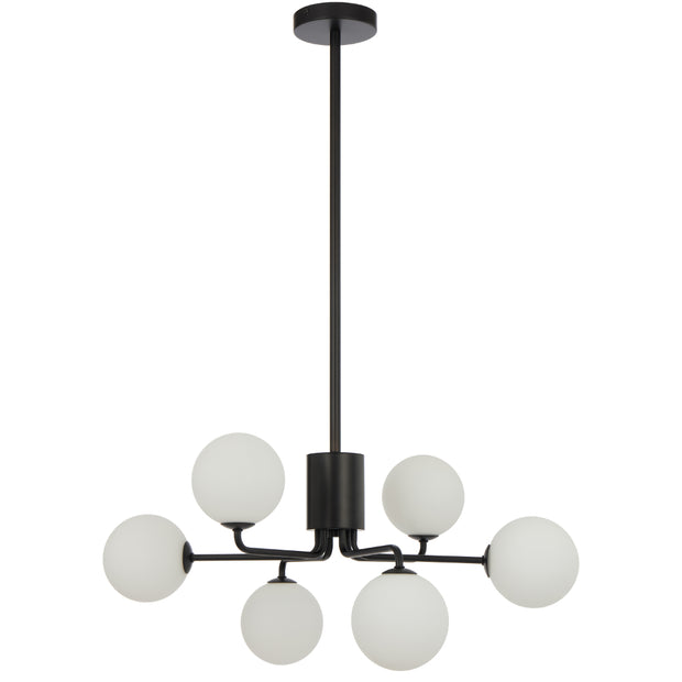 Felton 6lt Pendant Black with Opal Matt Glass