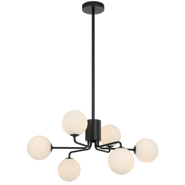 Felton 6lt Pendant Black with Opal Matt Glass