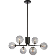 Felton 6lt Pendant Black with Smoke Glass