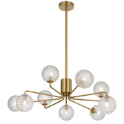 Felton 9lt Pendant Antique Gold with Clear Prism Pattern Glass