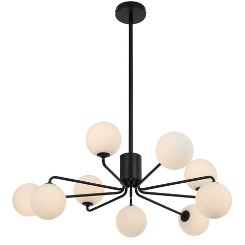 Felton 9lt Pendant Black with Opal Matt Glass