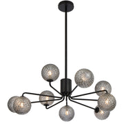 Felton 9lt Pendant Black with Smoke Tear Pattern Glass