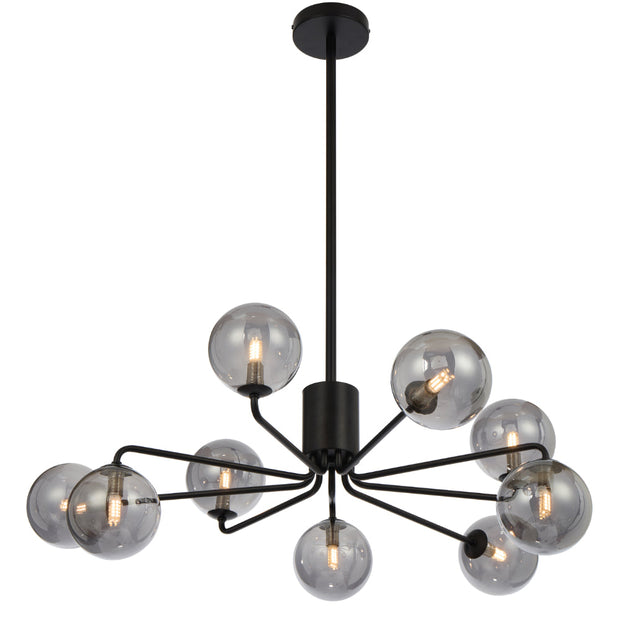 Felton 9lt Pendant Black with Smoke Glass