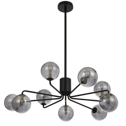 Felton 9lt Pendant Black with Smoke Glass