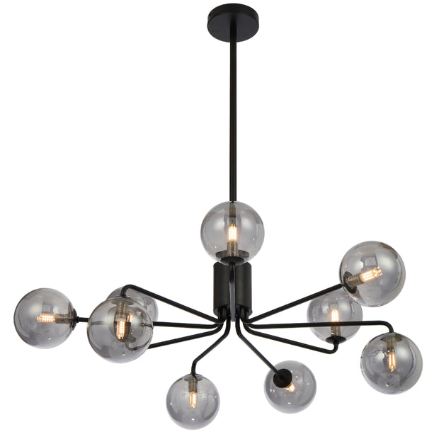 Felton 9lt Pendant Black with Smoke Glass