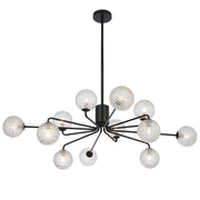 Felton 12lt Pendant Black with Clear Prism Pattern Glass