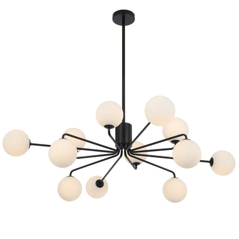 Felton 12lt Pendant Black with Opal Matt Glass