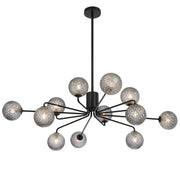 Felton 12lt Pendant Black with Smoke Tear Pattern Glass