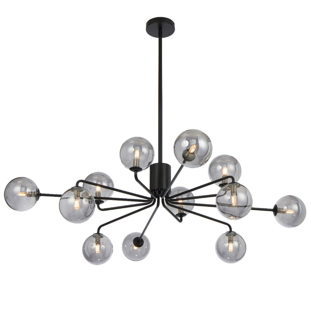 Felton 12lt Pendant Black with Smoke Glass