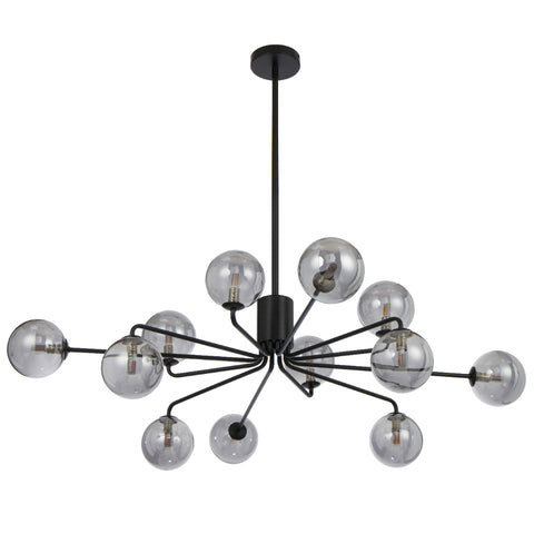 Felton 12lt Pendant Black with Smoke Glass