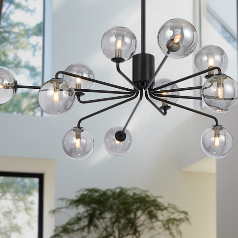 Felton 12lt Pendant Black with Smoke Glass