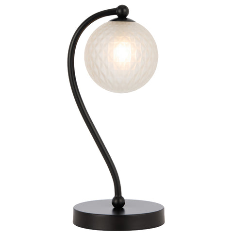 Felton Table Lamp Black with Frost Tear Pattern Glass