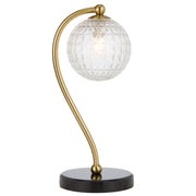 Felton Table Lamp Black Marble, Antique Gold with Clear Prism Pattern Glass