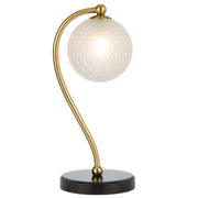 Felton Table Lamp Black Marble, Antique Gold with Frost Tear Pattern Glass