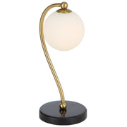 Felton Table Lamp Black Marble, Antique Gold with Opal Glass