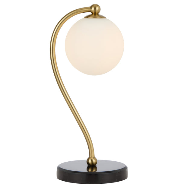 Felton Table Lamp Black Marble, Antique Gold with Opal Glass